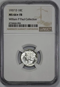 1937-D Mercury 10c Silver Dime NGC MS 66* FB Proof Like Obverse - Picture 1 of 4