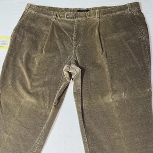 Barbour Corduroy Pants Mens 46x28 Brown Relaxed Fit Pleated Stretch Trousers NWT - Picture 1 of 10