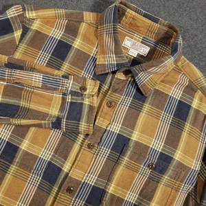 Wallace & Barnes Flannel Shirt Mens Medium Brown Cotton Button Up Pockets Grunge - Picture 1 of 7