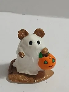 Wee Forest Folk M-062 "Little Ghost" Retired Halloween Mouse Figur 1981 - Bild 1 von 5