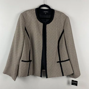 Kasper Jacket Womens Size 20W Metallic Tweed Blazer Black Trim - Picture 1 of 12