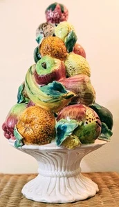 Vtg Italian Ceramic Fruit Topiary Italy Hand Painted Mid Century Majolica 15" - Picture 1 of 10
