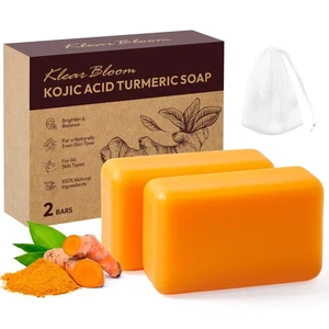 Jabón ácido kójico barra de jabón de cúrcuma para manchas oscuras iluminar e hidratar barra 105 gx2 - Imagen 1 de 7
