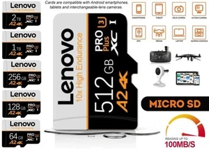 Micro SD Memory Card Free Adapter Class 10 U3 A2 64GB 128GB 256GB 512GB 1TB 2TB - Picture 1 of 22