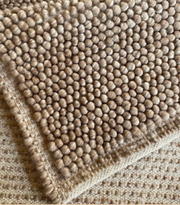 Hand Woven, Loop Chunky Wool, Beige and Cream, Area Rug. Available in Many Sizes