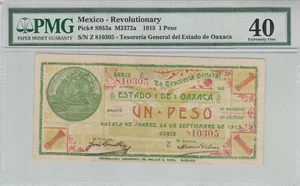 Mexico: $ 1 Peso Estado de Oaxaca de Juarez Sep 24, 1915 . - Picture 1 of 2