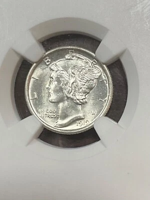 NGC MS64 1919 MERCURY DIME BLAST WHITE BETTER DATE - Image 1 of 3
