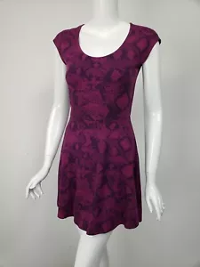 SPLENDID Plum Eggplant Python Print French Terry Flared Skirt Dress XS NWT$148 - Picture 1 of 3