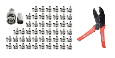 50 pcs BNC Male Connector Crimp On Type Siamese RG59 Cable + 1 pc Crimping Tool - Image 1 of 4