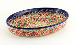 Plato para hornear ovalado de cerámica polaca Au Gratin - 12" x 8 1/2" x 2 1/2" - Boleslawiec - Imagen 1 de 5