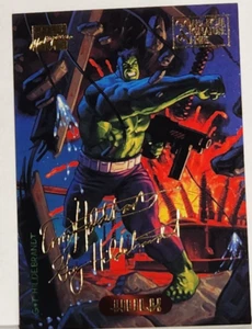 1994 Marvel Masterpieces Hulk #50 Gold Foil Signatures T&G Hildebrandt - Picture 1 of 3