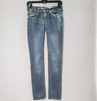 Pantalones de mezclilla G Star Raw para mujer 27 lavado oscuro bordado logotipo 32" entrepierna tiro bajo Y2K Foto 1 de 4