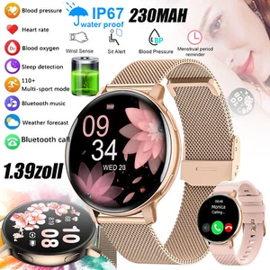 Android Smartwatch Damen Bluetooth Anruf Blutdruck Herzfrequenz Funktion Neu - Afbeelding 1 van 24