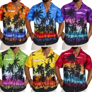 Mens Hawaiian Shirt S-5XL - Palm Tree Aloha Stag Beach Holiday Summer Party Fan - Picture 1 of 36