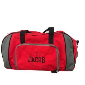 Thirty One Duffle Bag Carry On Luggage 22”  Embroidered Name JACOB red And Black - Picture 1 of 15