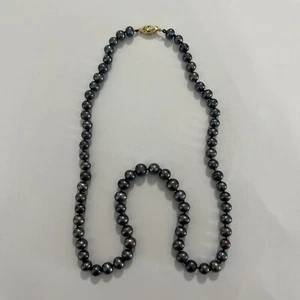 rainbow black peacock pearl necklace 585 14k gold clasp— (Ñ) - Picture 1 of 12