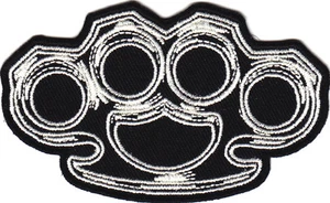 BLACK KNUCKLES iron On Patch/Biker,Goth,Retro,Boho,Enforcer,Emblem,Vest - Picture 1 of 2