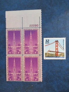Golden Gate Expedition & Golden Gate Bridge USPS Stamps  #852 & 3185l - Picture 1 of 2