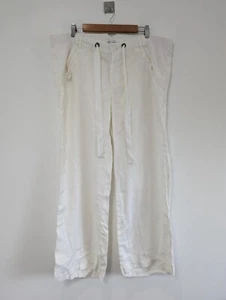Mamas And Papas Maternity Trousers 100% Linen Wide Leg Pants Size 18 White - Picture 1 of 8