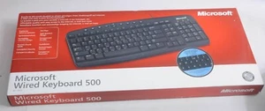 Microsoft 500 Wired PS/2 Multimedia Keyboard - Black (BOXED, BRAND NEW & SEALED) - Picture 1 of 3