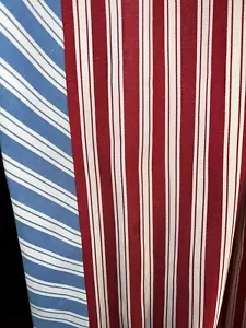CORTINAS PERSONALIZADAS RALPH LAUREN PELLIZCADAS DE DOBLE LÍNEA ~ 91"" RAYAS ROJAS Y BLANCAS LARGAS - Imagen 1 de 8