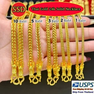 Dr3 Thai Gold 24k Solid Necklace Yellow Chain Pendant 24" Weight 1-10Baht Dragon - Bild 1 von 8