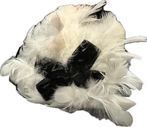 Flapper Hat Black Velvet White Feathers - Picture 1 of 6