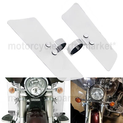 Deflectores de horquilla de viento con kit de abrazaderas de montaje de herrajes plateados para Yamaha V Star Foto 1 de 4