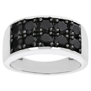 4 Ctw Round Lab Created Black Spinel 14K White Gold Over Wedding Band Men's Ring - Picture 1 of 7