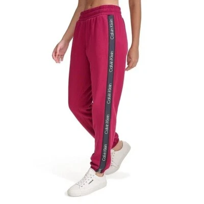 Pantalones de chándal Calvin Klein Lounge cinta con logotipo cómodos informales granate talla M Foto 1 de 4
