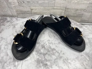 Rag & Bone Slides Sandals Women 37 / 6.5M Avost Shoes Black Suede Straps Flats - Picture 1 of 20