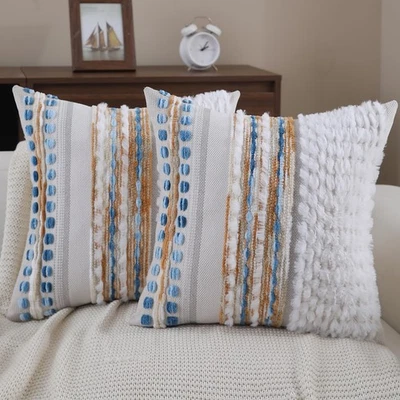 Juego de 2 Fundas de Almohada Boho 18x18 Decorativas para Sofá de Granja Funda de Almohada... Foto 1 de 4