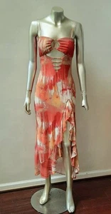 VESTIDO MIDI DE FIESTA DIVIDIDO CON VOLANTES AJUSTADOS Y2K HADAS CAPRICHOSO HI LO M - Imagen 1 de 6