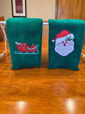 2 toallas vintage de Navidad con yema de dedo: Santa y trineo Foto 1 de 4