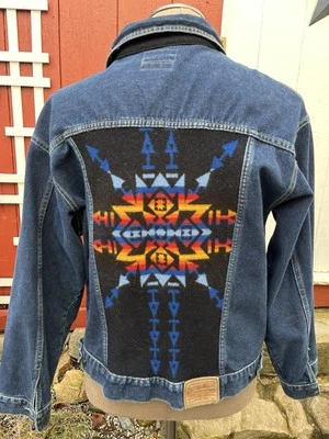Chaqueta Denim De Colección Años 90 Pendleton Azteca Oeste Suroeste Luna Lana L/XL Rara Foto 1 de 4