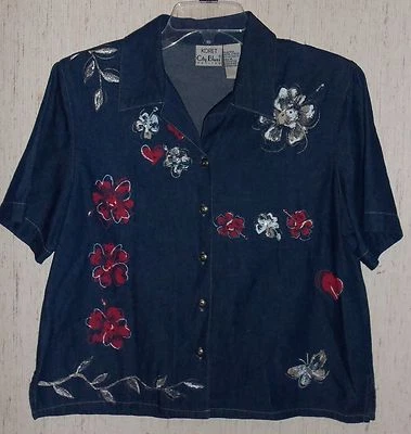 NUEVA BLUSA VAQUERA MUJER KORET City Blues PETITES AZUL TALLA M Foto 1 de 3