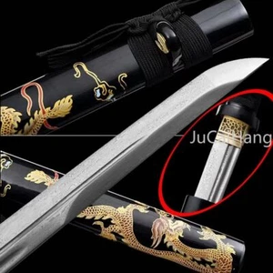 Japan Selbstverteidigung Tanto Schwert Katana gefalteter Stahl scharf Kampf kurz Messer - - Bild 1 von 10