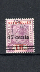 Seychelles 1902 45c on 1r surcharge SG 44 FU CDS - Picture 1 of 1