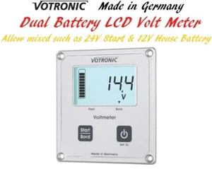 Votronic LCD Dual Battery Volt Meter Monitor Gauge 12V 24V Start & House Battery - Picture 1 of 4