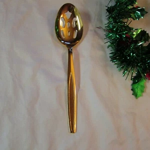 Royalton Antigua Gold Electroplate Slotted Pierced Vegetable Serving Spoon - Picture 1 of 5