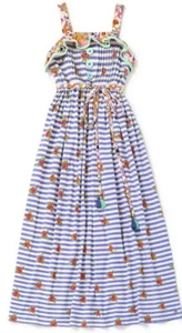 Matilda Jane Endless Summer Maxi Dress 12 Girls Blue Stripe Adventure Begins NWT - Picture 1 of 3