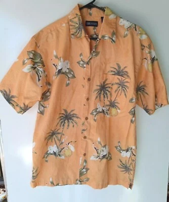 Camisa Faded Glory Auténtica Naranja Estilo Hawaiano Botón Delantero M (38-40) Foto 1 de 4