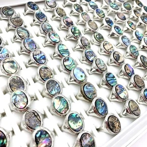 20pcs Natural Shell Ring For Men Women Silver Colour Fashion Jewellery Wholesale - Picture 1 of 7