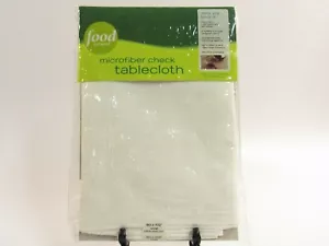 Food Network Microfiber Check White Oval 60x102 Tablecloth CB659 - Picture 1 of 6