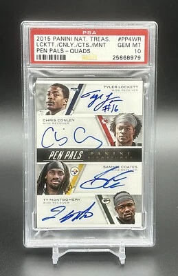 National Treasures Tyler Lockett Pen Pals 2015 cuádruple automático novato radiocontrol PSA 10 Pop 2 Foto 1 de 2