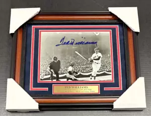 Ted Williams Autographed Boston Red Sox 8x10 Photo Suede Framed JSA Letter - Picture 1 of 3