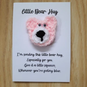 HANDMADE CROCHET LITTLE BEAR POCKET HUG ** KEEPSAKE * GIFT * FREEPOST *TEDDYBEAR - Picture 1 of 1