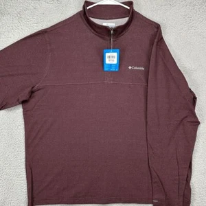 Columbia Pullover Shirt Mens 2XL Maroon Quarter Zip Long Sleeve Athletic NEW - Picture 1 of 9