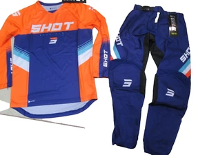 SHOT RACE GEAR MOTOCROSS PANTS AND JERSEY SET / KIDS SIZE 8/9 / KTM ORANGE+BLUE - Picture 1 of 22