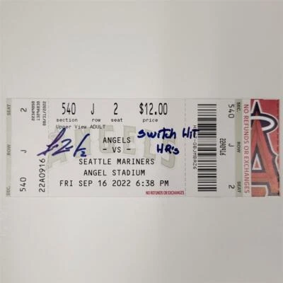 Luis Rengifo signed "Switch Hit HRs" Ticket 9/16/22 ~ BAS Beckett Witness holo - Image 1 of 3